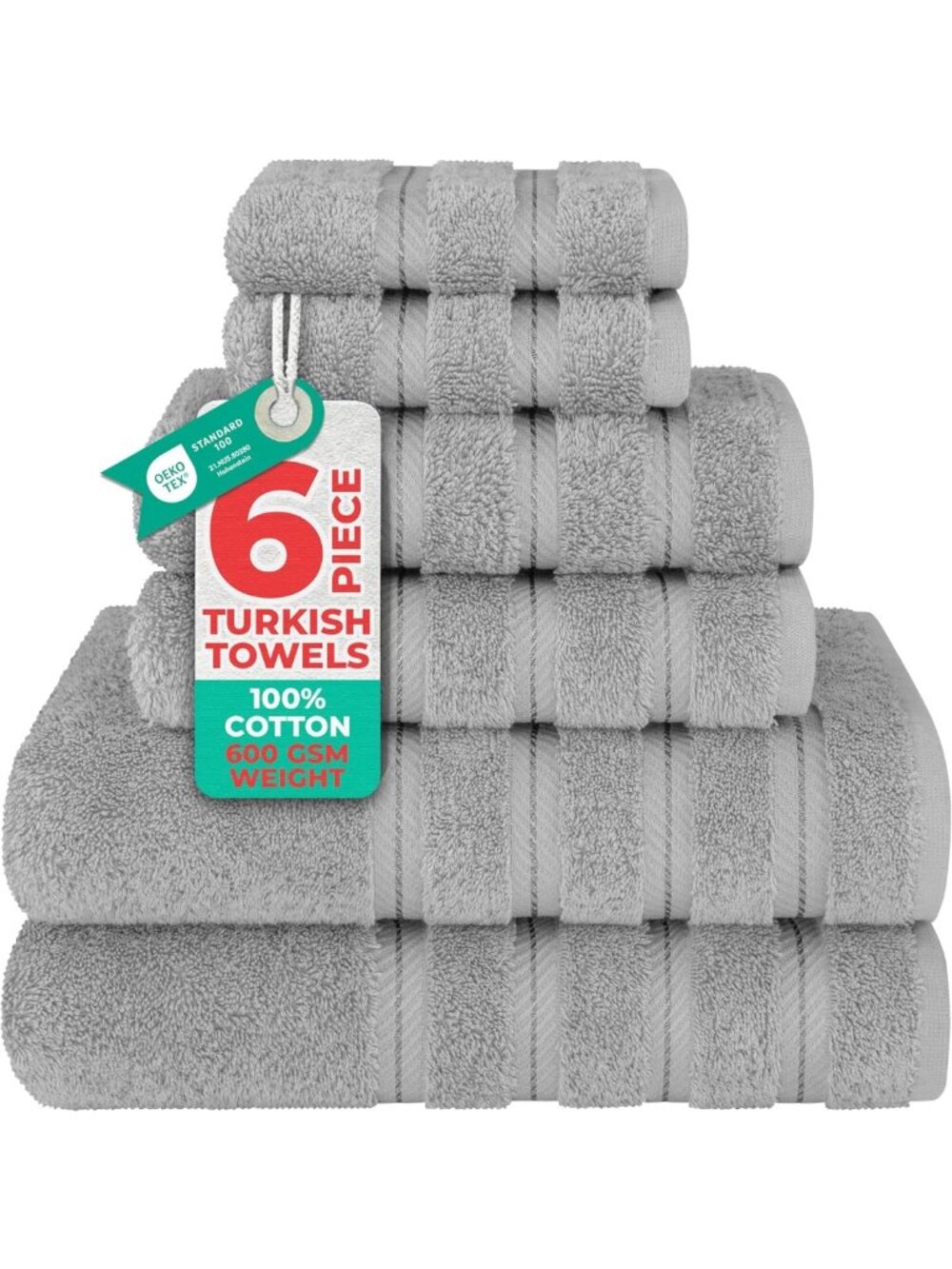 Luxury 100% Cotton Turkish Towel Set - 6 Soft, Absorbent Bath Towels
